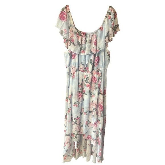 Torrid Blue Floral Chiffon Hi-Low Maxi Dress NWT - Picture 1 of 10